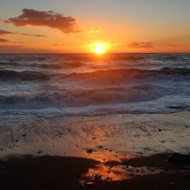 Sunset with big waves